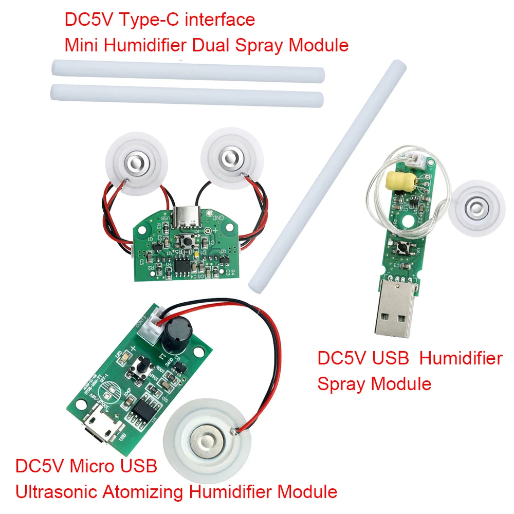 DC5V de Tip C Interfață Mini Umidificator Dual Spray Spray Modul Micro USB Pulverizare cu Ultrasunete Umidificator prin Pulverizare Modul DIY Kit 0
