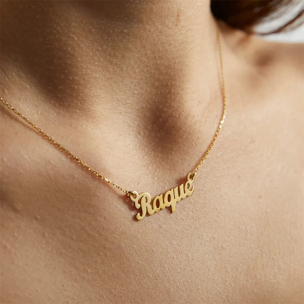 Numele personalizate Colier pentru Femei Fete Personalizate din Oțel Inoxidabil Scrisoare Pandantiv Lanț de Aur Cravată Coliere Cadou de Aniversare 3