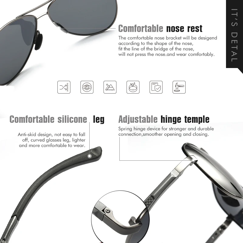 CoolPandas Design Clasic Pilot ochelari de Soare Polarizat Bărbați Moda Cadru de Aluminiu Femei Oglindă Ochelari de UV400 lentes de sol hombre 4