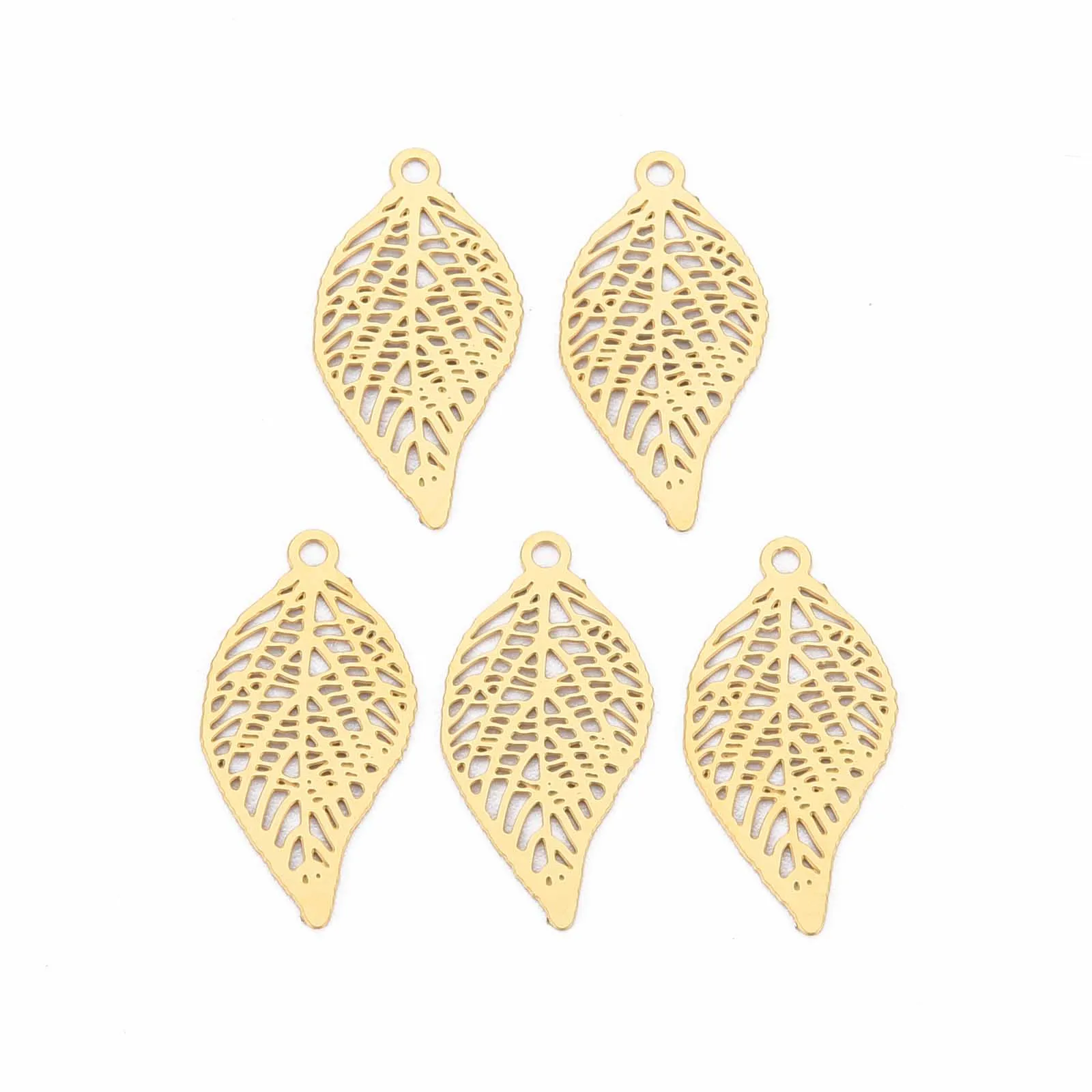 20buc din Oțel Inoxidabil Lacrimă de Frunză de Floare Filigran Pandantiv Real 18K Placat cu Aur Gravat Ornamente Farmecele Pentru a Face Bijuterii 4