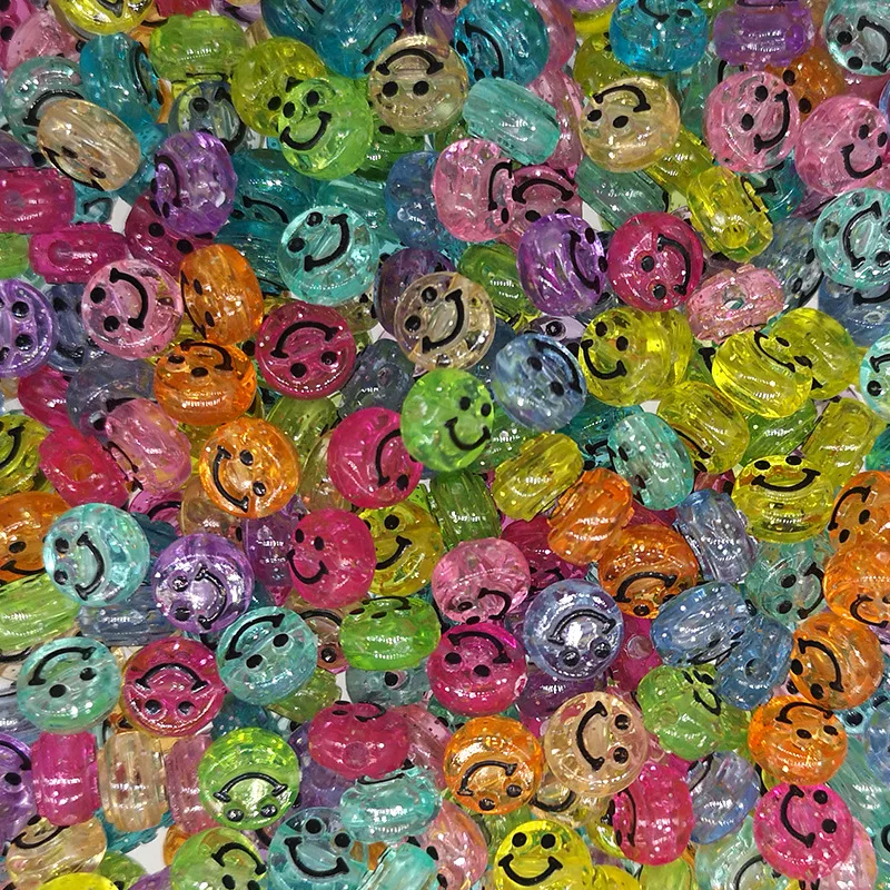 10mm Acrilice Smiley Margele Colorate Desene animate Expresie Plat Rotund Margele diy Brățară Margele Accesorii en-Gros 0
