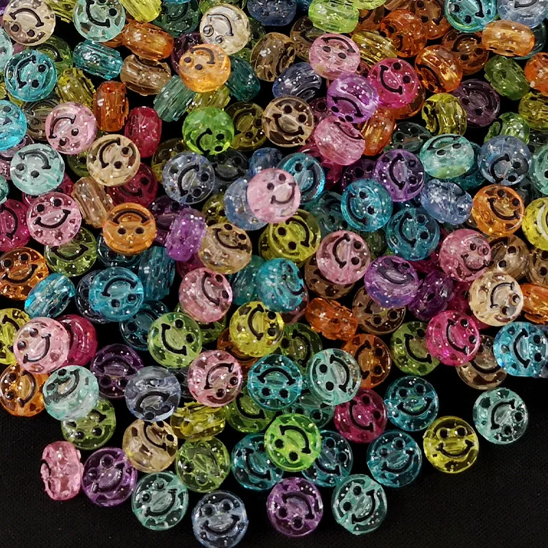 10mm Acrilice Smiley Margele Colorate Desene animate Expresie Plat Rotund Margele diy Brățară Margele Accesorii en-Gros 1