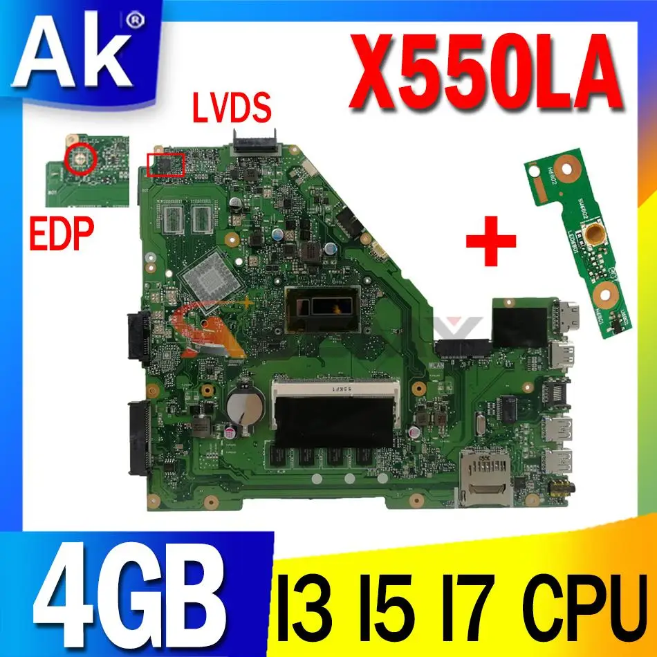 X550LA Laptop Placa de baza pentru ASUS A550L X550L X550LD X550LC R510L Placa de baza W/I3-4004U I5-4200U I7-4500U RAM-4GB UMA 100% de Testare 0