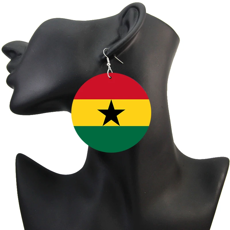 SOMESOOR Trendy Tipărite Steaguri Naționale Lemn Picătură Cercei Africa America Europa Țara Fotografii de Bijuterii Cadouri Pentru Femei 4