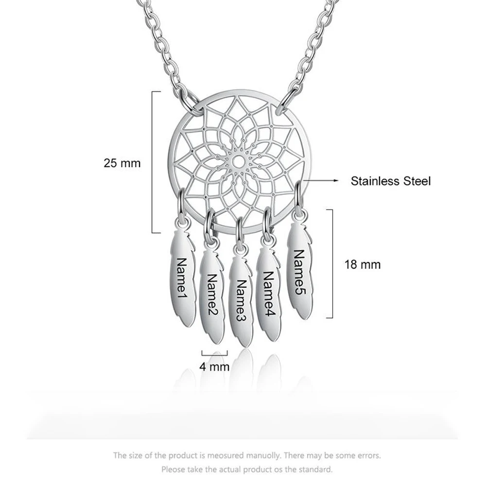 Boem Personalizate Personalizate Creative Dream Catcher Colier Multi-Nume Din Oțel Inoxidabil Femei Mandala Lotus Bijuterii Cadouri De Familie 3