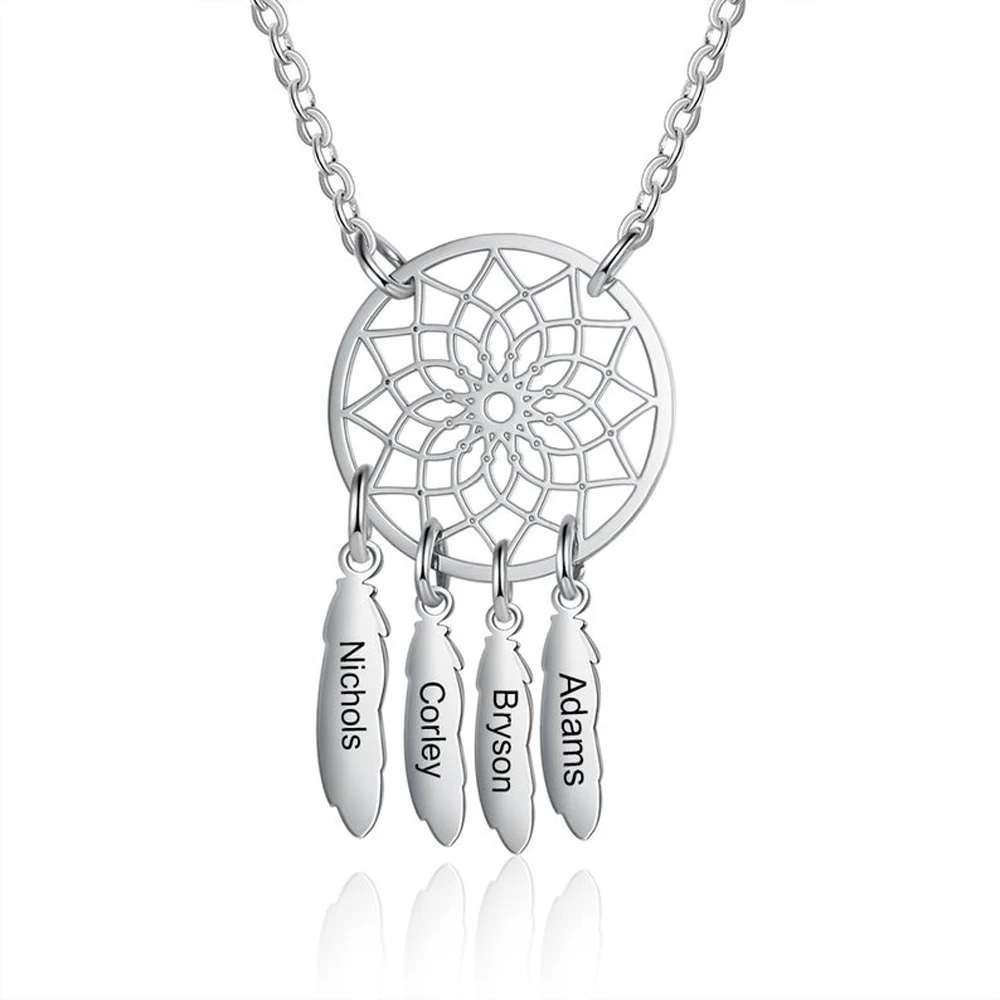 Boem Personalizate Personalizate Creative Dream Catcher Colier Multi-Nume Din Oțel Inoxidabil Femei Mandala Lotus Bijuterii Cadouri De Familie 5