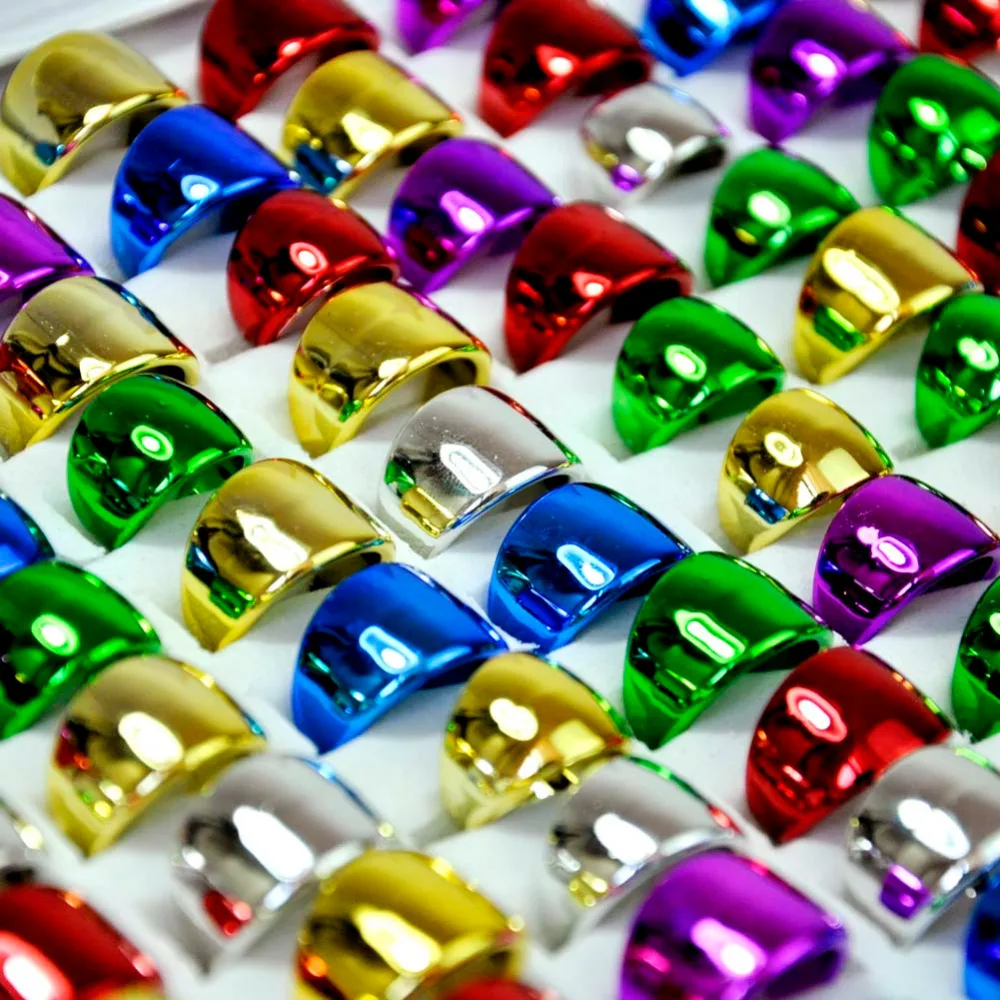 15 Buc Mulțime Strălucesc Culori Amestecate Placare Plastic Inele de Culoare Pentru Copii Băieți Fete de Moda pentru Copii Bijuterii o Mulțime LR4046 0