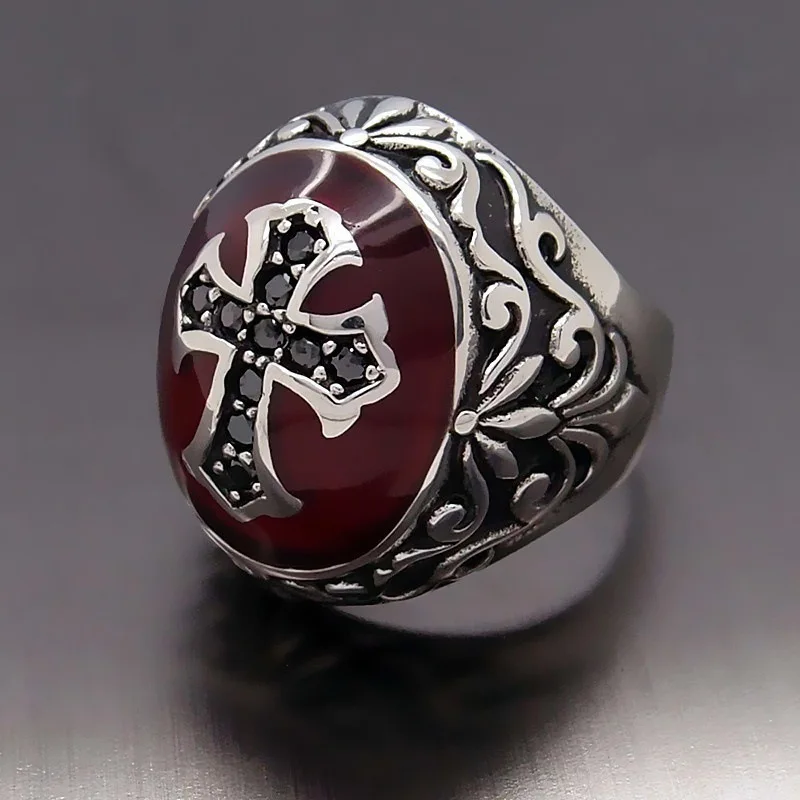 Europene Și Americane de Zirconiu Barbati Vampir Cross Ring Moda Religioase Populare Inel Jewelry2021 1