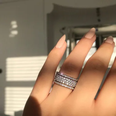 2019 Lux alb zircon inel pentru femei nunta petrecere de logodna inel Clasic de Bijuterii cadou en-gros 0