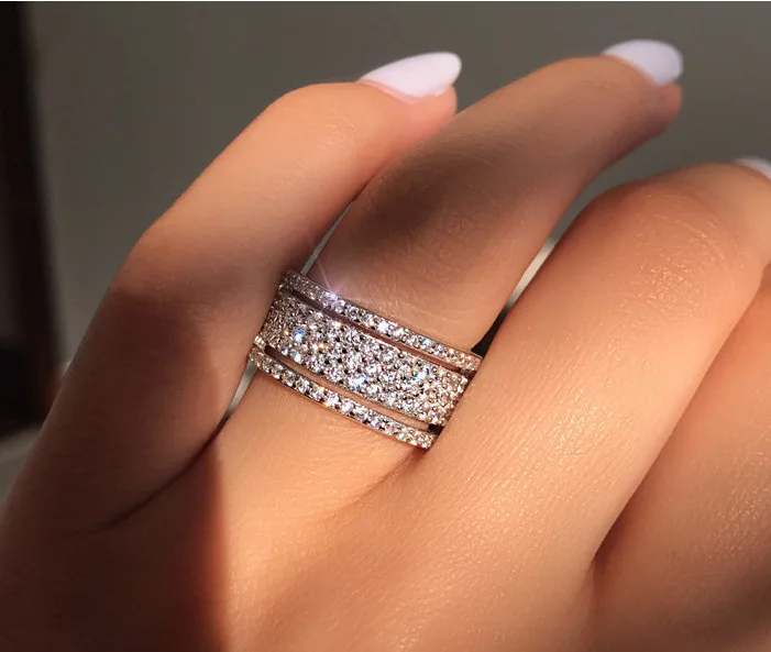2019 Lux alb zircon inel pentru femei nunta petrecere de logodna inel Clasic de Bijuterii cadou en-gros 1