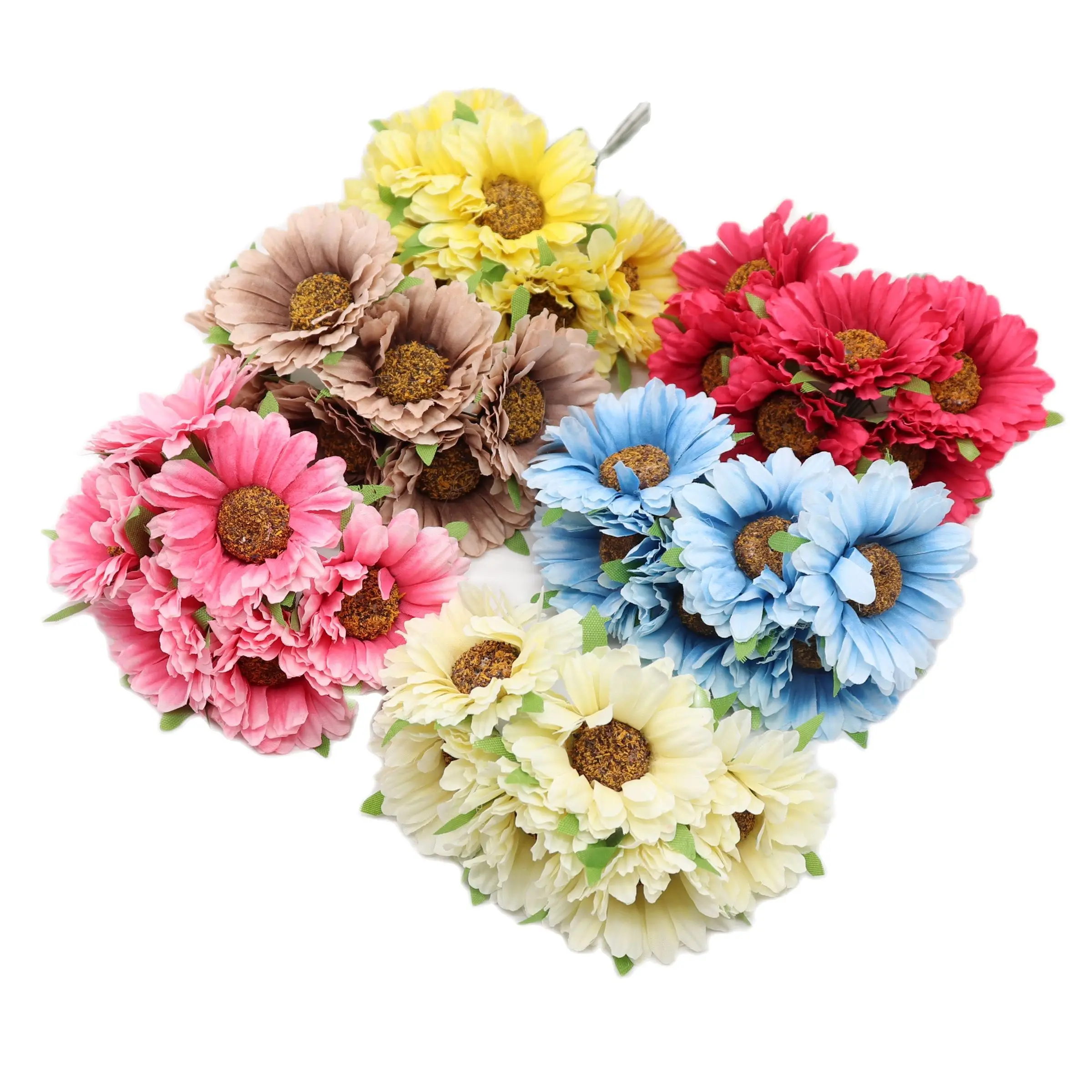 6pcs manual gerbera moda grădină acasă mireasa diy cununa de material banchet de nuntă decor flori artificiale foarfece coroana 0