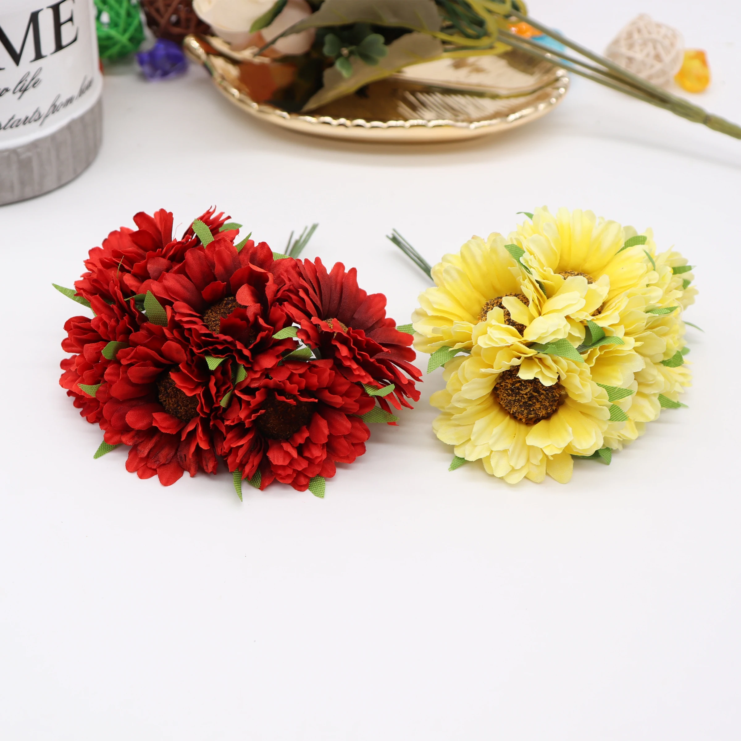 6pcs manual gerbera moda grădină acasă mireasa diy cununa de material banchet de nuntă decor flori artificiale foarfece coroana 4