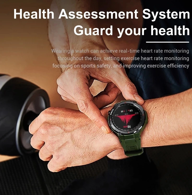 Inteligent Ceas pentru Bărbați cu Răspuns Apel Apelare Stil Militar, cu Heart Rate Monitor de Oxigen Sânge Somn Tracker Ceas Digital 3