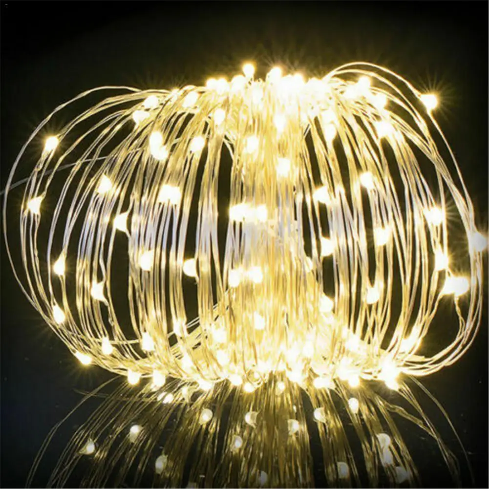 LED Exterior Solar Șir de Lumini rezistent la apa 10M 100 LED-uri Sârmă de Cupru Șir de Lumină de Basm Vacanță Lampa de Crăciun Decor Gazon 4