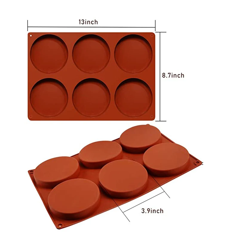 6 Cavitate Rotunda Mare Disc De Silicon Mucegai Rășină Coaster Mucegai Non-Stick Forme Pentru Copt Pentru Tort Muffin Pan Mousse De Ciocolată De Desert 1