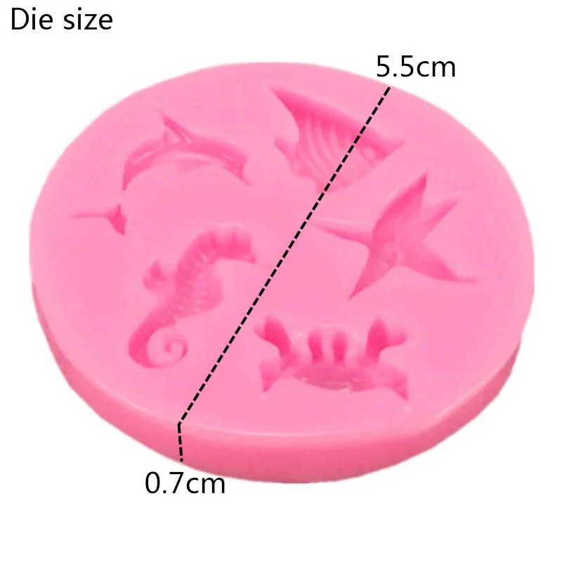 Fondant de Ciocolata Matrite 3D Delfin Crab Pește Seahorse steaua de mare Mucegai Silicon pentru decorare tort instrumente 2