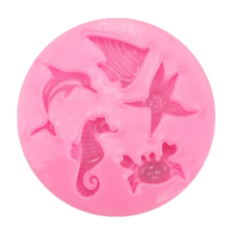 Fondant de Ciocolata Matrite 3D Delfin Crab Pește Seahorse steaua de mare Mucegai Silicon pentru decorare tort instrumente 3