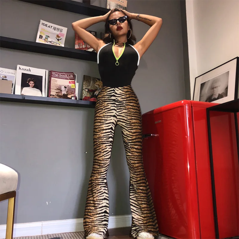 Streetwear Talie Mare Leopard De Imprimare Flare Jambiere Y2k Pantaloni 2022 Primăvară De Moda Pentru Femei Sexy Bodycon, Pantaloni De Club Pantaloni 19303 4