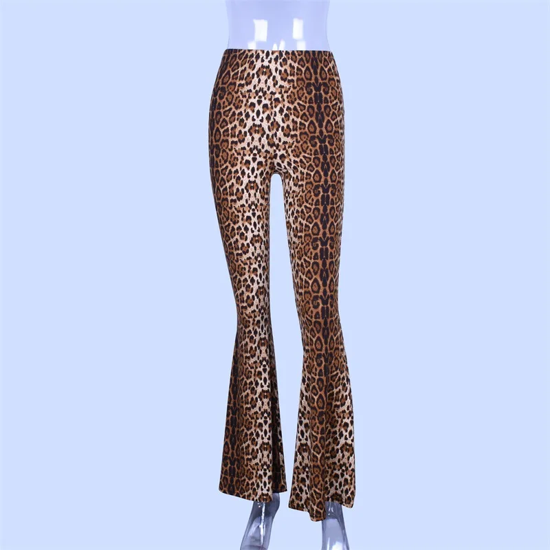 Streetwear Talie Mare Leopard De Imprimare Flare Jambiere Y2k Pantaloni 2022 Primăvară De Moda Pentru Femei Sexy Bodycon, Pantaloni De Club Pantaloni 19303 5