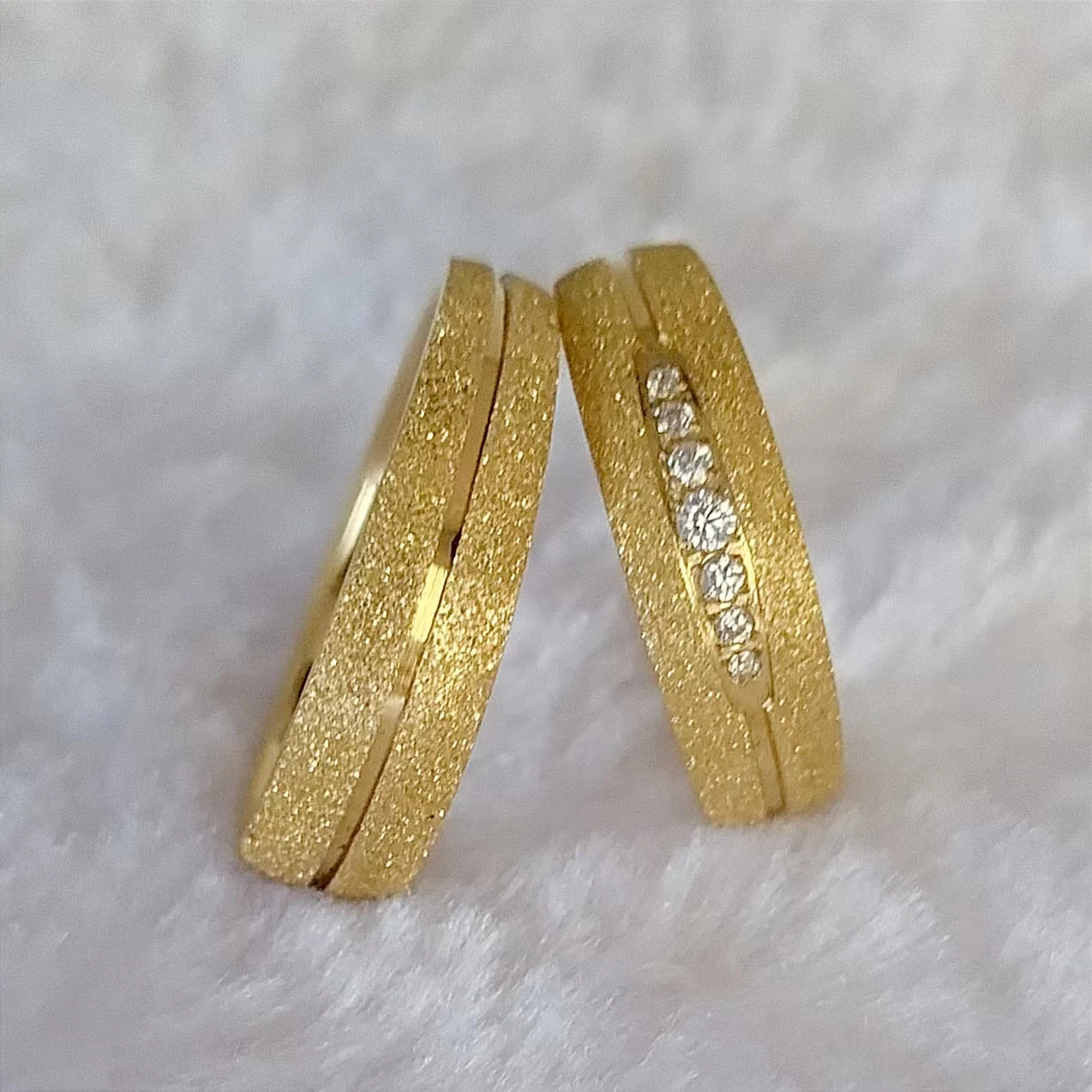 Vest Iubitor de Logodna Cuplu de Nunta Inele seturi Pentru bărbați și femei Placat cu Aur de 18k Dubai Africane bijuterii din Oțel Inoxidabil 1