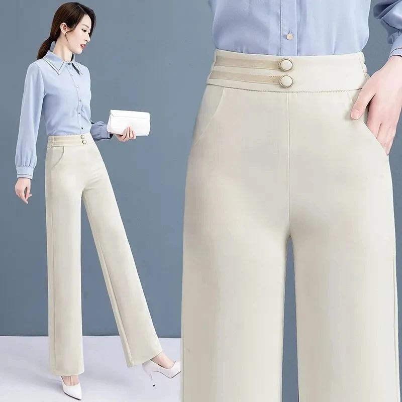 Birou Doamnă Înaltă Talie Pantaloni Largi Femei Nou Baggy Negru și Drept Pantalones Femme Moda coreeană Supradimensionate 4xl Pantaloni 2