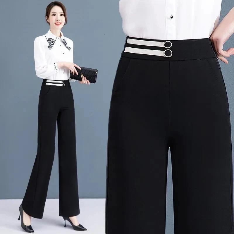 Birou Doamnă Înaltă Talie Pantaloni Largi Femei Nou Baggy Negru și Drept Pantalones Femme Moda coreeană Supradimensionate 4xl Pantaloni 3