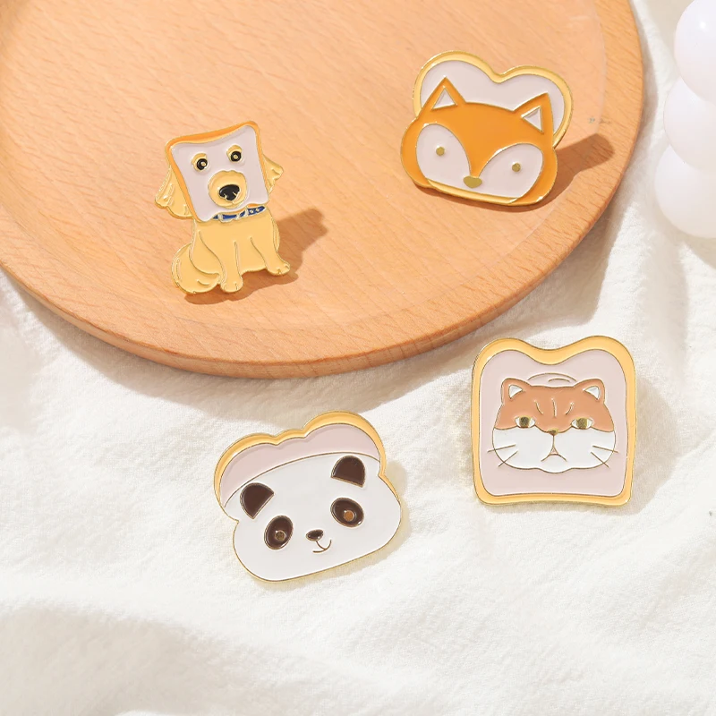 Pâine Panda Fox Pisicutele Email Ace Câine Drăguț Personalizate Broșe pentru Femei Barbati Geanta Rucsac Decor Insigna de Bijuterii Cadou Prieten 3