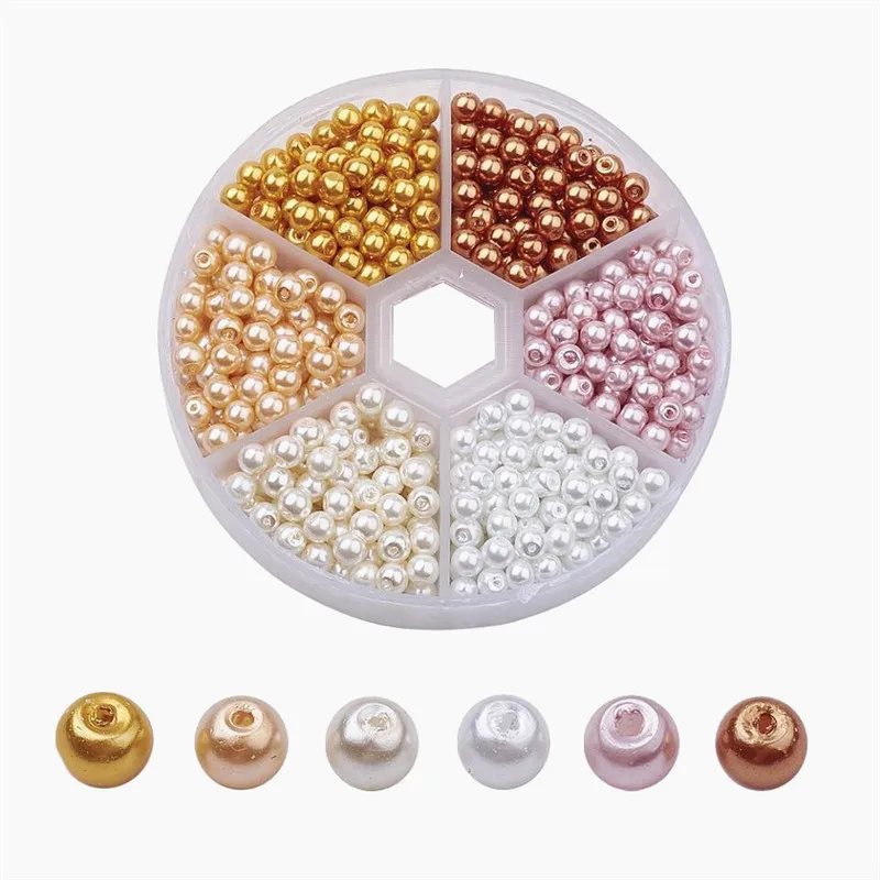 4mm Rotund de Sticlă Șirag de mărgele de Perle Seturi Liber Margele Spacer Culoare Mixt Pearlized pentru a Face Bijuterii DIY Brățară de mână despre 810pcs/cutie 0