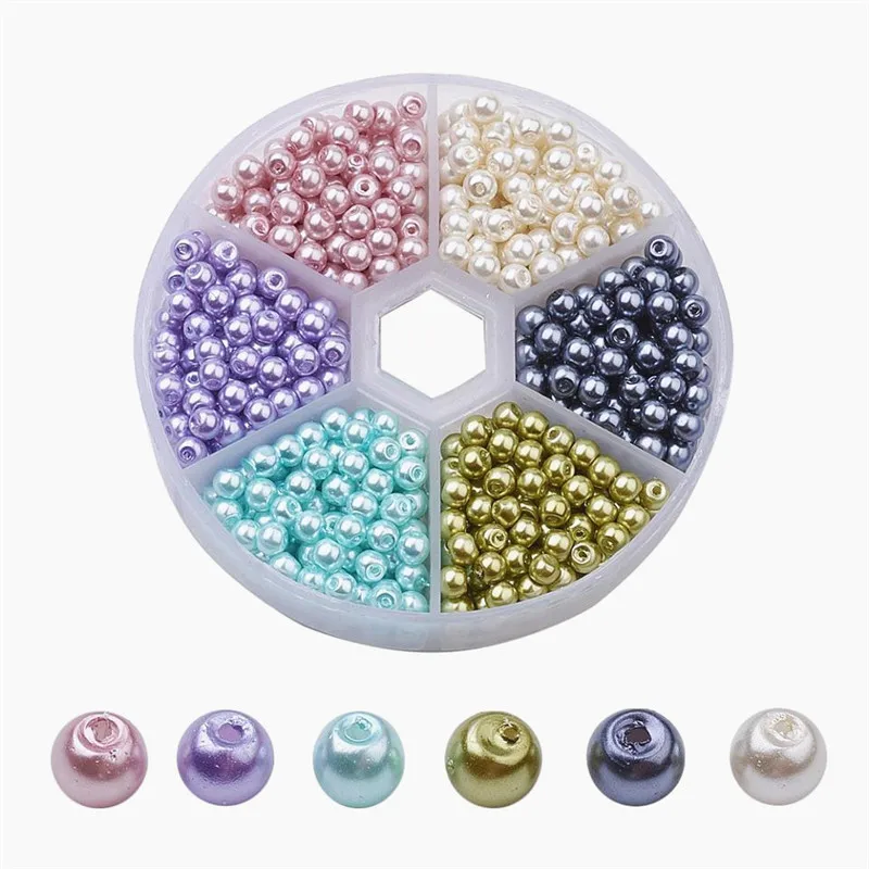 4mm Rotund de Sticlă Șirag de mărgele de Perle Seturi Liber Margele Spacer Culoare Mixt Pearlized pentru a Face Bijuterii DIY Brățară de mână despre 810pcs/cutie 2