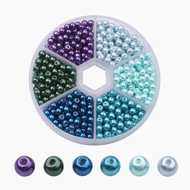 4mm Rotund de Sticlă Șirag de mărgele de Perle Seturi Liber Margele Spacer Culoare Mixt Pearlized pentru a Face Bijuterii DIY Brățară de mână despre 810pcs/cutie 4