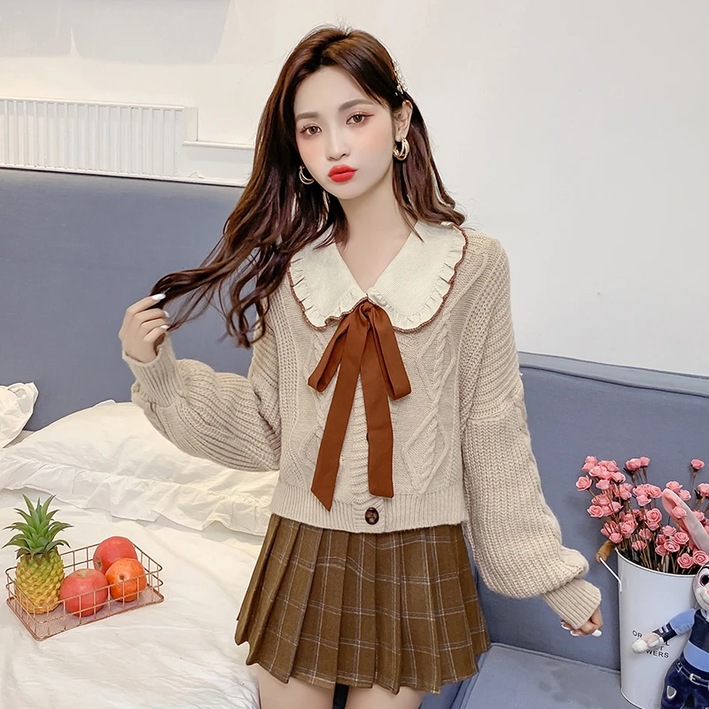 Toamna coreean Talie Mare Fuste Plisate Gotic Drăguț Mini-Fusta Carouri Caise Bluza Y2K Femei JK Uniforma Elevi Haine Y2K 4
