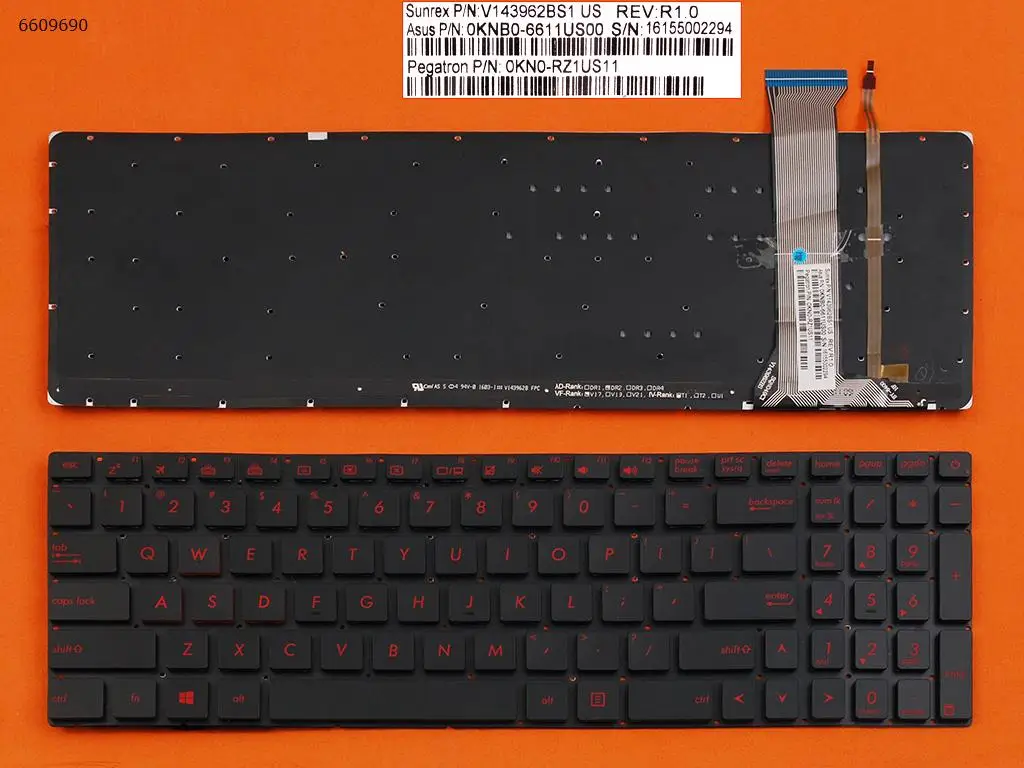 NE QWERTY Noua Tastatura pentru ASUS GL552JX GL552VX FZ50JX ZX50JX ZX50VX ZX50VW ZX50V ZX70VW Laptop cu iluminare de fundal Roșu 0