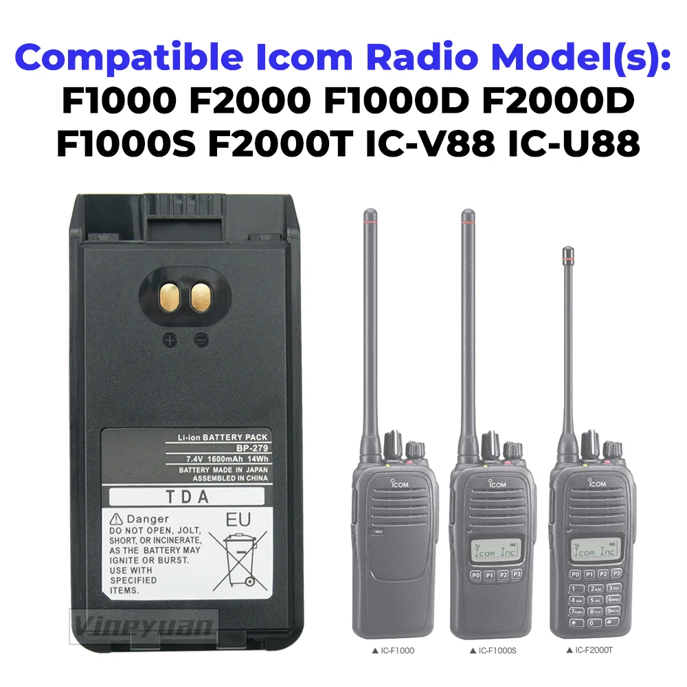 2 buc Acumulator de schimb Extender pentru ICOM F1000S BP-279 F1000 F2000 F2000S F2000T IC-V88 BP-280 BP-279 BP-280 Două Fel de Radio 5
