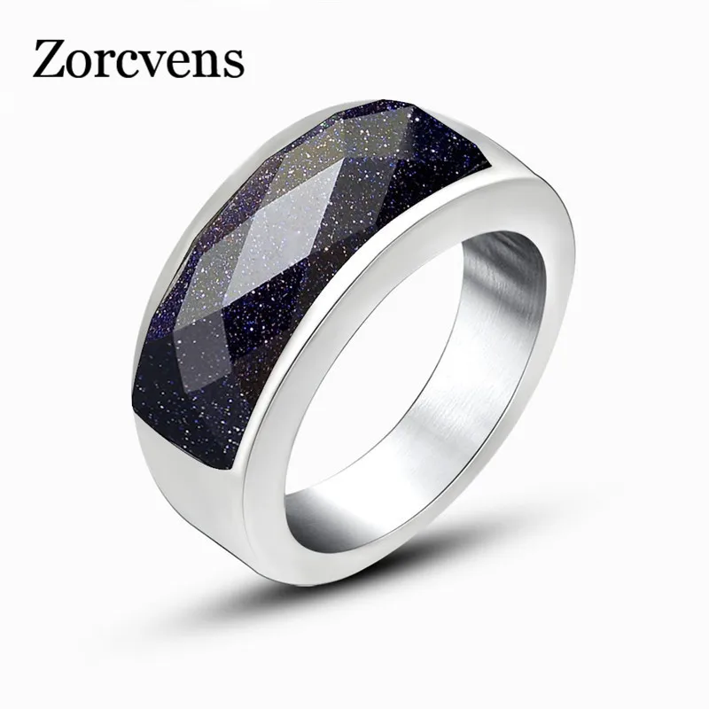 ZORCVENS Moda Negru/Albastru/Rosu Inel de Piatră Cu oțel Inoxidabil de Înaltă Calitate Pentru Femei de Lux Inel Mare Lustruire 1