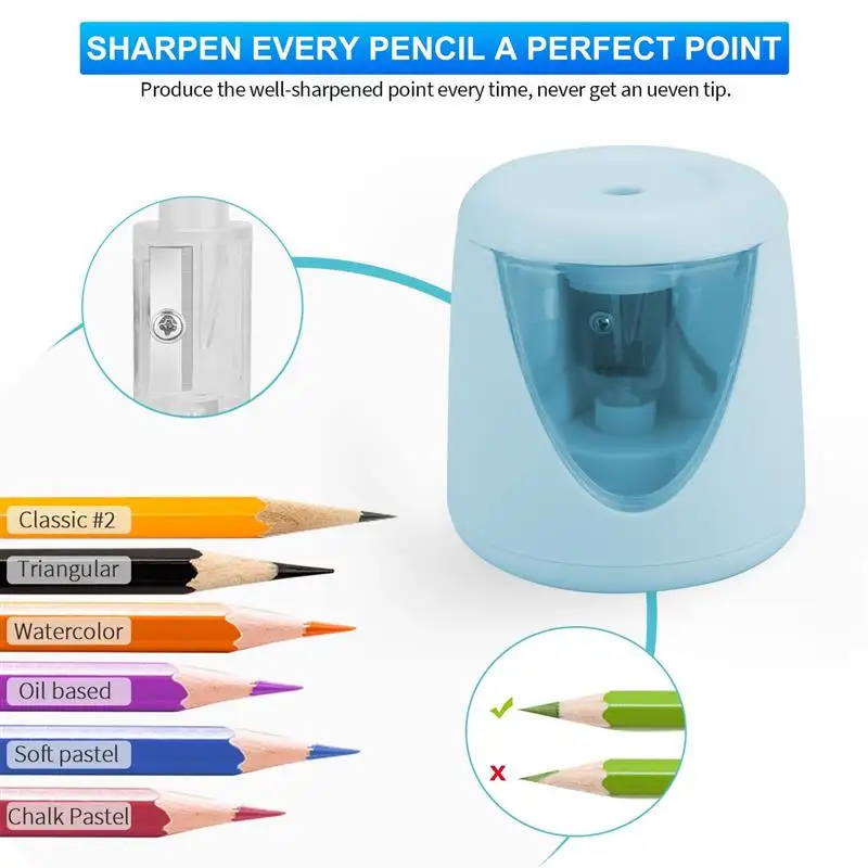 Ascuțitoare Electrice Automate Elicoidale Lama Baterie Ascuțitoare Pentru Birou Copii De La Școala De Artiști Pentru Nr. 2 Creioane Colorate 5