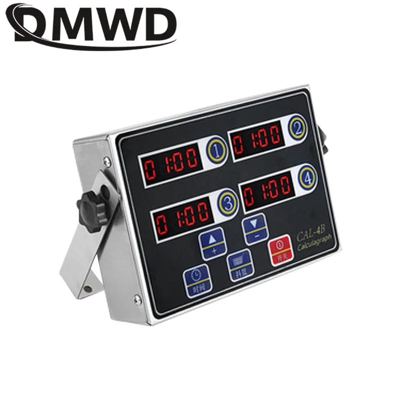 DMWD din Oțel Inoxidabil Comerciale Bucatarie cu Patru Canale Timer 4 a Patra Cheie Digitala Buton de Sincronizare Memento Numărătoarea inversă de Alarmă cu voce Tare 220V 0