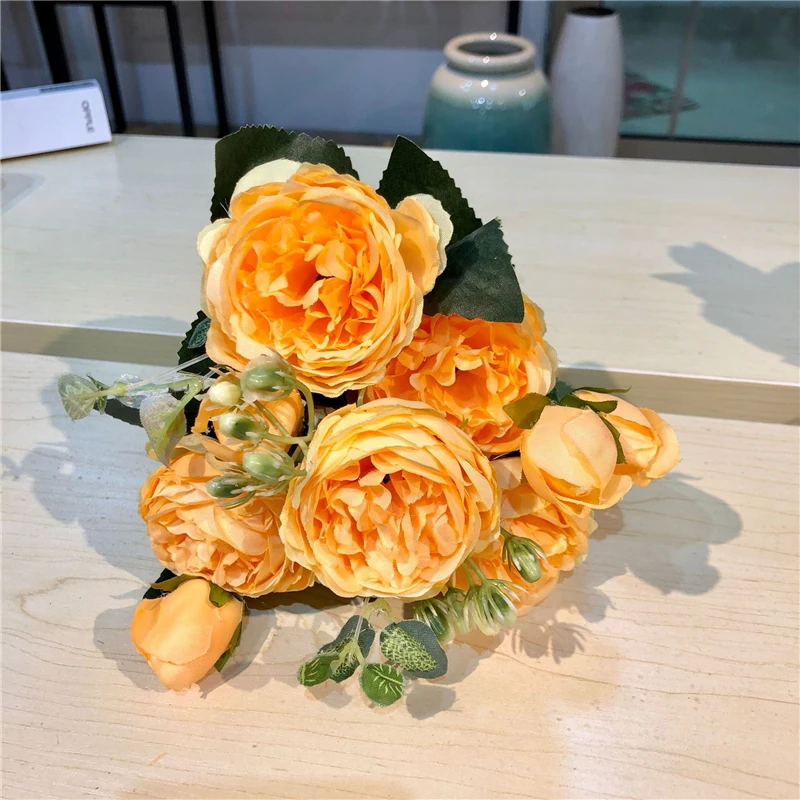 Fierbinte de flori Artificiale de Trandafir pachet de Mătase Bujor buchet de Flori false pentru DIY Petrecere de primăvară de Nunta decor Acasă Festival Consumabile 4