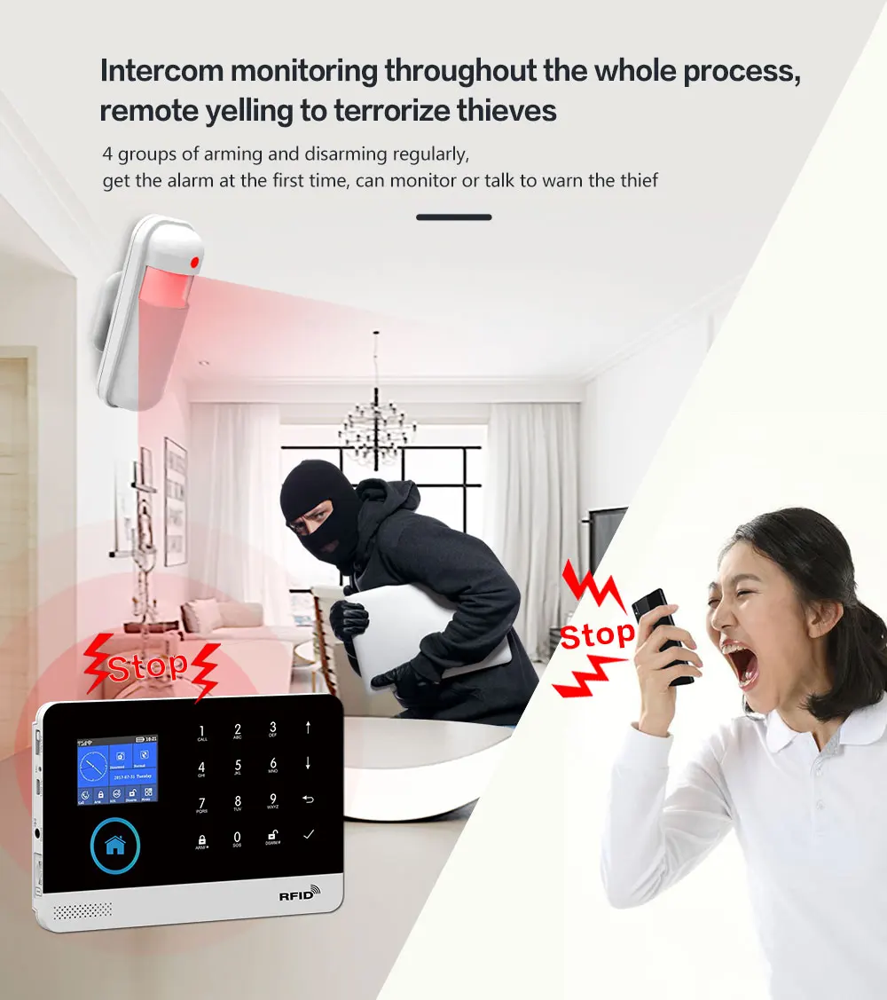 YUPA PG-103 4G 3G GSM Sistem de Alarma Tuya de Viață Inteligentă APP de Control de Alarmă de Securitate Acasă w/ Senzor PIR Senzor de Usa Smart Home Kit 3