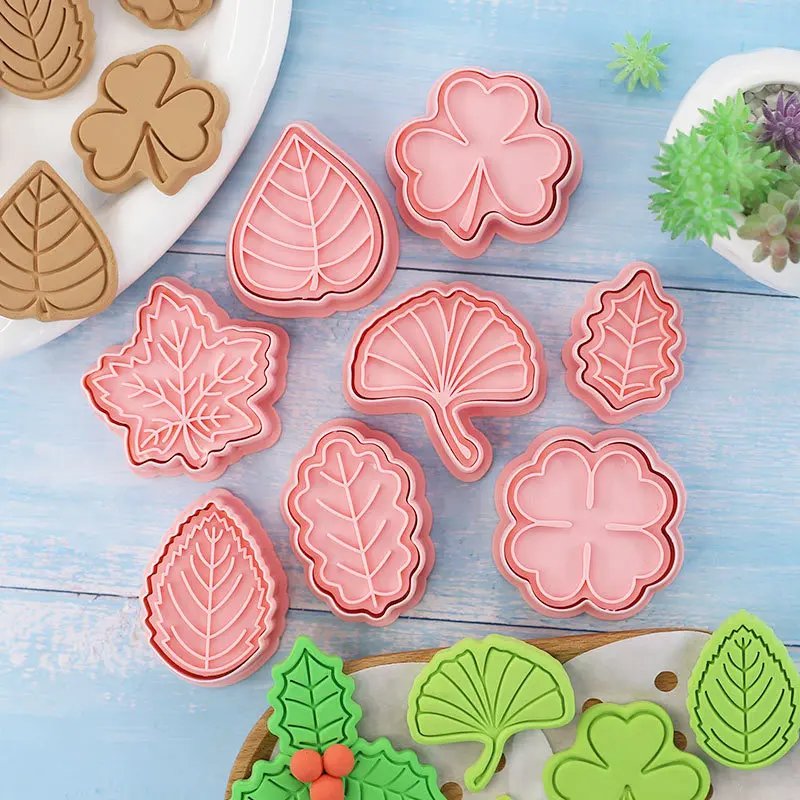 8Pcs/set Frunze Biscuit Mucegai Desene animate Planta Arțar Frunze de Trifoi Cookie Relief Mucegai Fondant Cake Decor Instrument de Copt Tăietori Cookie 1