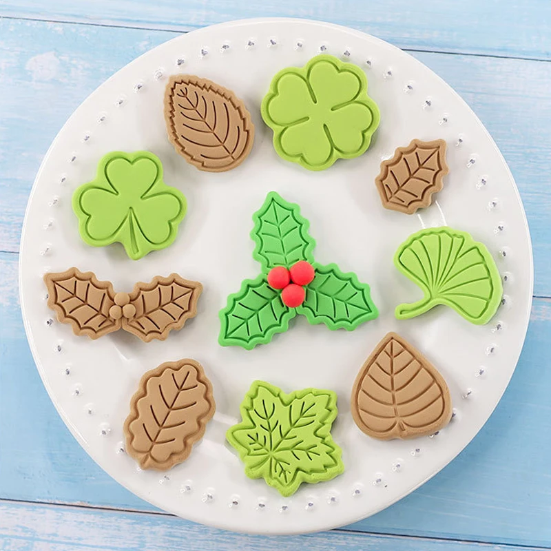 8Pcs/set Frunze Biscuit Mucegai Desene animate Planta Arțar Frunze de Trifoi Cookie Relief Mucegai Fondant Cake Decor Instrument de Copt Tăietori Cookie 2
