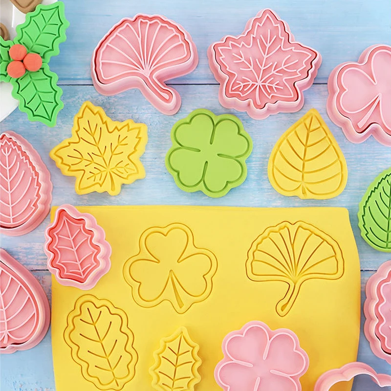 8Pcs/set Frunze Biscuit Mucegai Desene animate Planta Arțar Frunze de Trifoi Cookie Relief Mucegai Fondant Cake Decor Instrument de Copt Tăietori Cookie 3