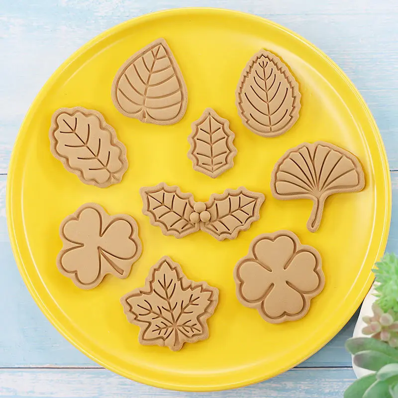8Pcs/set Frunze Biscuit Mucegai Desene animate Planta Arțar Frunze de Trifoi Cookie Relief Mucegai Fondant Cake Decor Instrument de Copt Tăietori Cookie 4