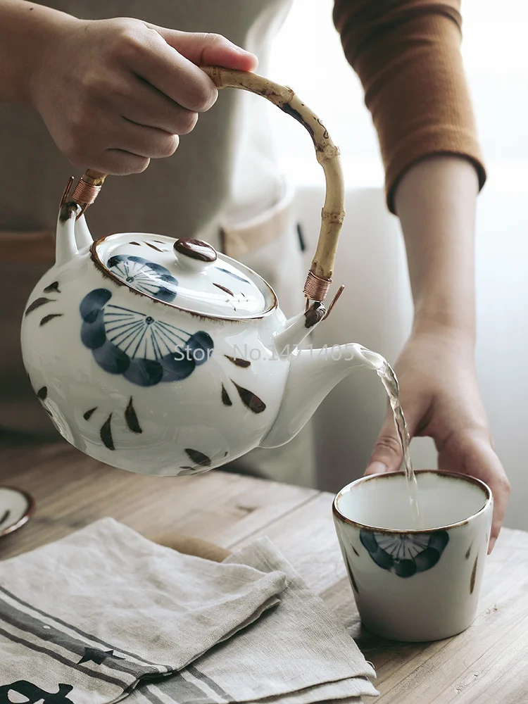 Stil japonez Retro de Mână-pictat Ceainic Inn Restaurant Pub Ceainic Ceramic Ceașcă de Ceai Ceașcă de Ceai Mâner Unic Oală 4