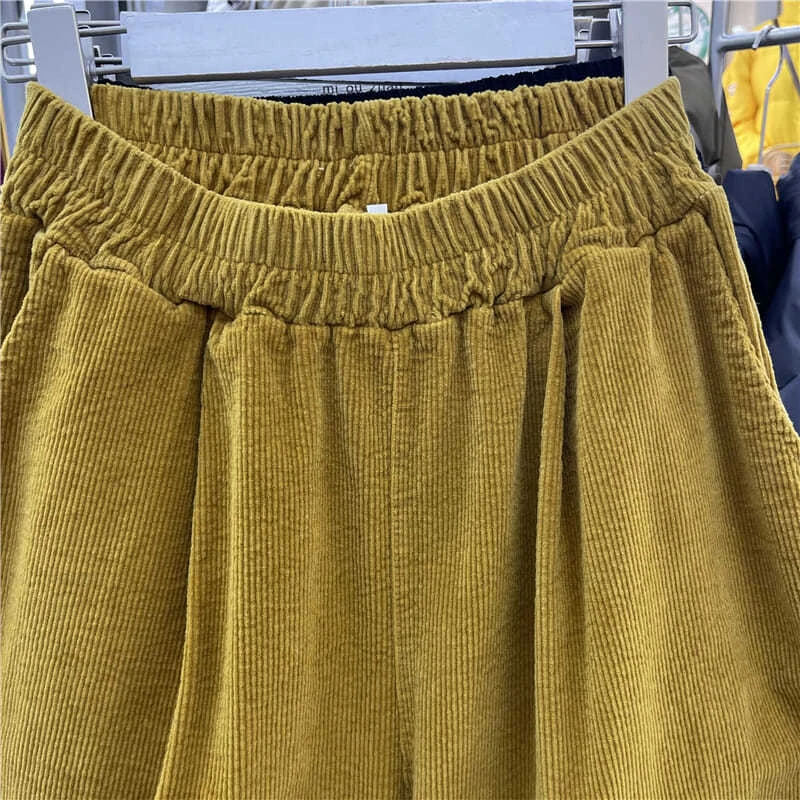 2022 Primavara Toamna anului Nou Stil de Arte Femei Talie Elastic Liber Glezna-lungime Pantaloni Solid de Bumbac, pantaloni de Catifea cord Pantaloni Casual Harem C80 2