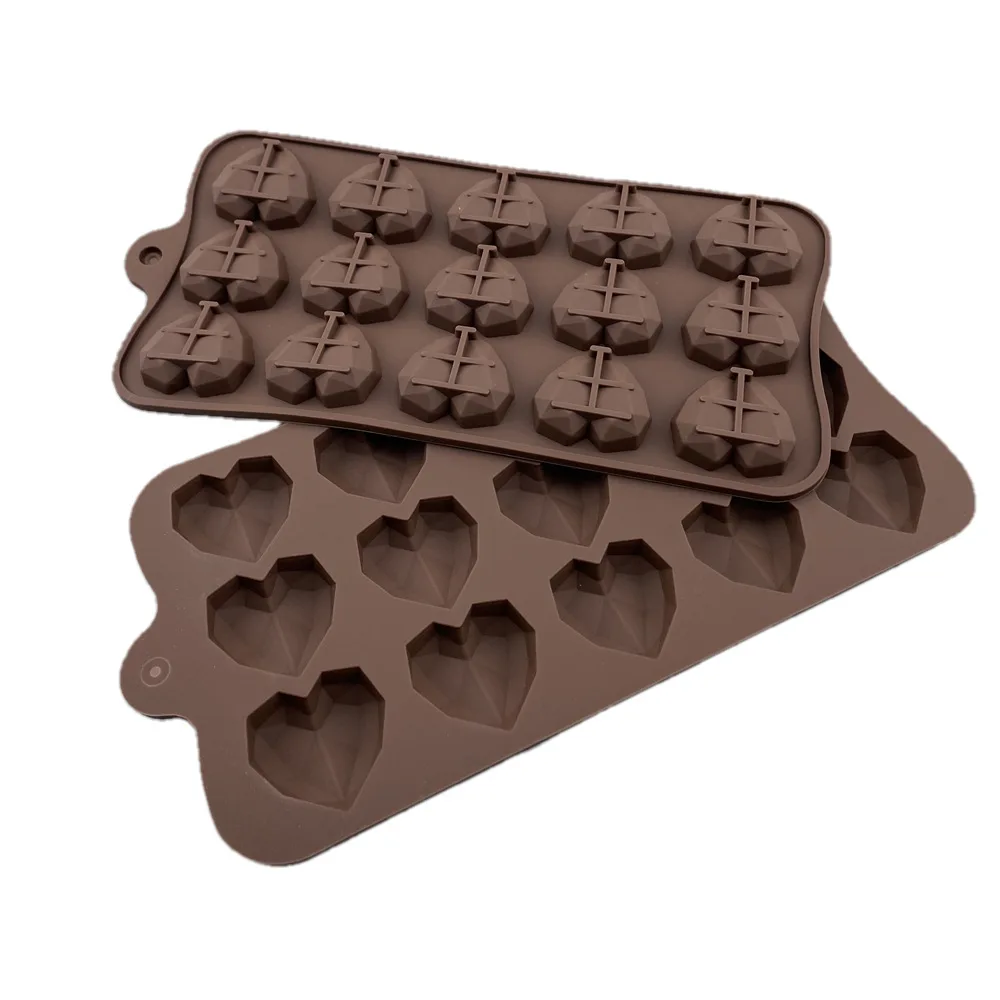Inimă nouă Matrite de Ciocolata 15 CavityDiamond place Forma Silicon Bomboane de Nunta Forme pentru Copt Prajitura Decoratiuni Tort Mucegai 3D 2