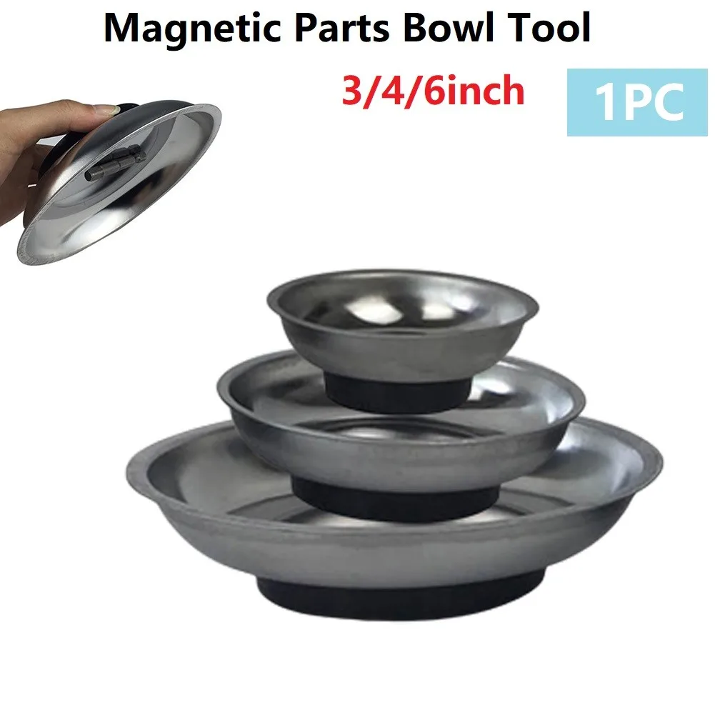 3/4/6 Inch Rotund Magnetic Tava Magnet Castron Vas Din Oțel Inoxidabil Garaj Titularul Nuci Șuruburi Șuruburi Instrumente Organizanor 4