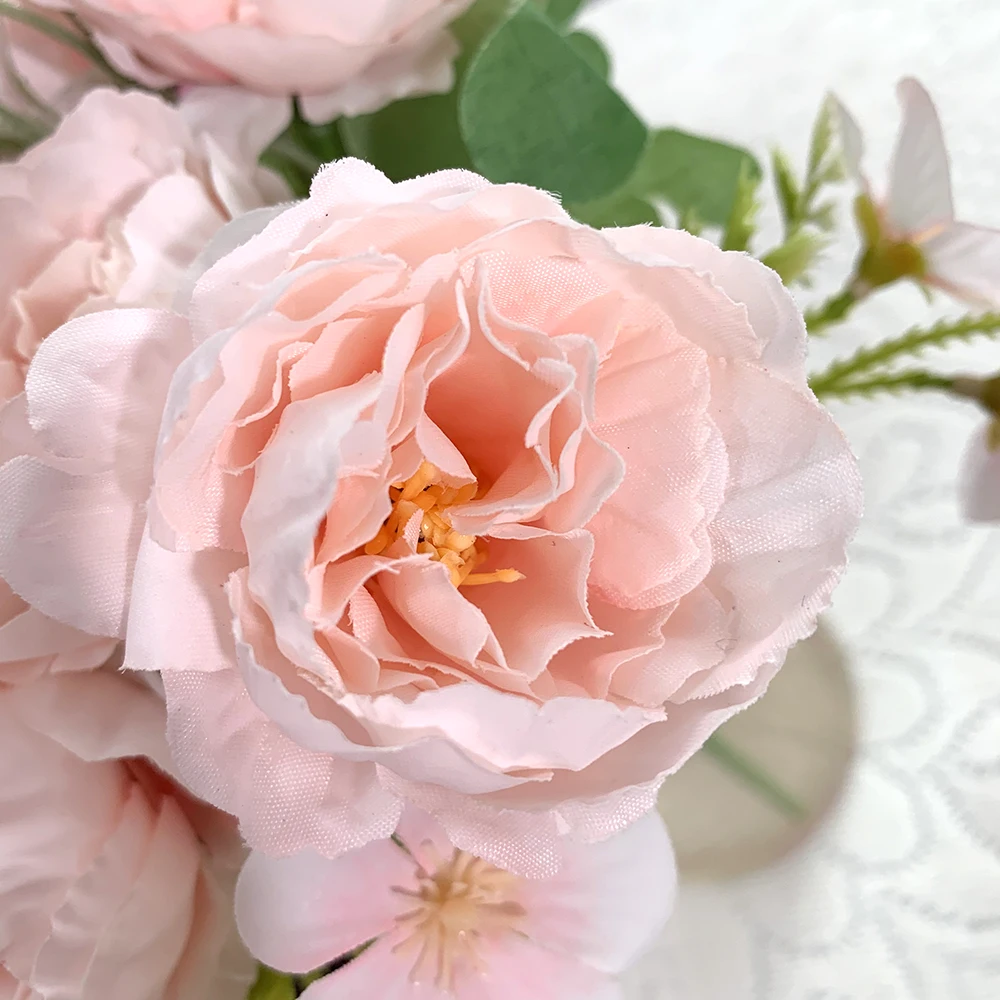 YRMSF Flori Artificiale 5 Cap Mătase Roz Bujor Buchet de flori Artificiale, Flori False Pentru DIY Home Garden Petrecere de Nunta de Decorare 4
