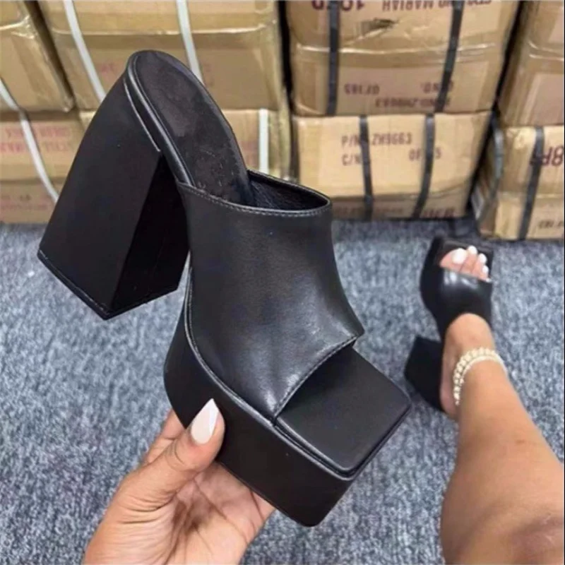 De mari Dimensiuni 43 Sandale Femei cu Toc de Imprimare de Moda 2022 Toamna Noua Rădăcină Pătrată Deschis Deget de la picior Deget de la picior Pătrat Sandale Zapatos Mujer 3