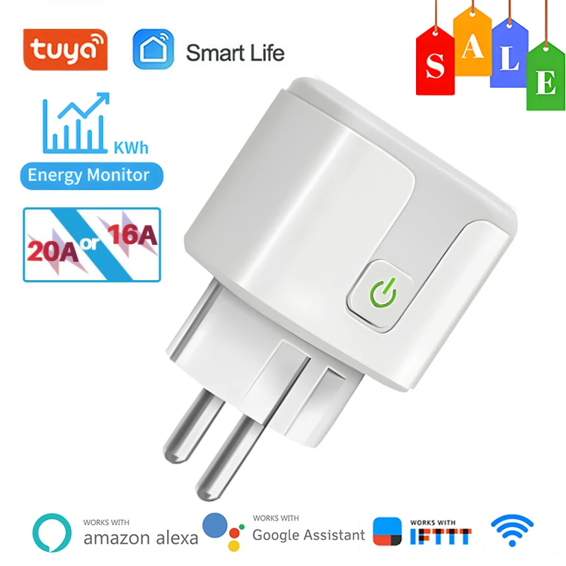 WiFi Smart Plug Cu Monitor de Putere 16A 20A UE Smart Socket Sincronizare Funcția de Control Vocal Prin intermediul APP Alexa de Start Google Yandex 0