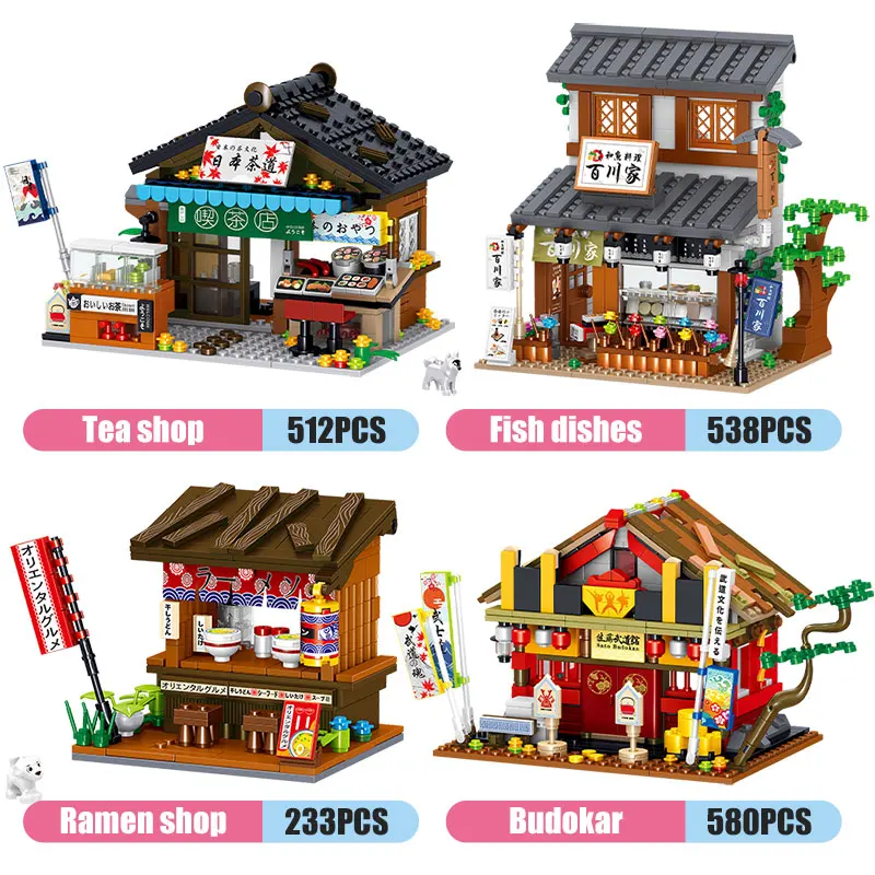 Mini Japoneză Snack Bar, Magazin Alimentar Restaurant Casa de Ceai Blocuri City Street View Magazin Modelul BricksToys Pentru Copii cadouri 1
